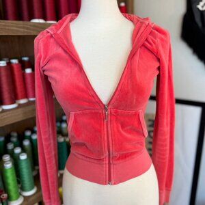 Original Early 00s Velour Juicy Couture Zip Up Jacket Size P (XS)